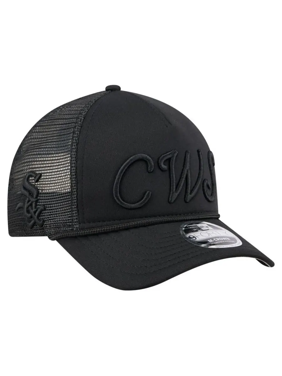 New Era Мужская черная регулируемая бейсболка Chicago White Sox City Initial 9FORTY A-Frame M-Crown — изображение 2 из 4