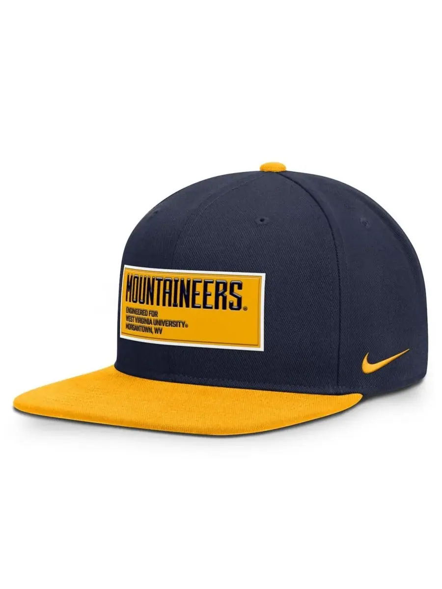 Nike Мужская кепка-бейсболка West Virginia Mountaineers 2025 с нашивкой на поле (синий/золотой — изображение 1 из 4