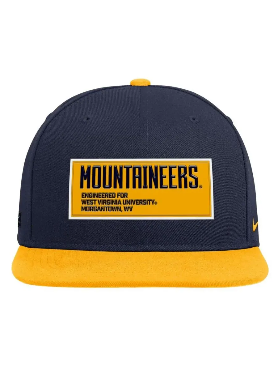 Nike Мужская кепка-бейсболка West Virginia Mountaineers 2025 с нашивкой на поле (синий/золотой — изображение 2 из 4