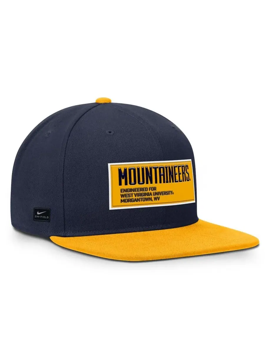 Nike Мужская кепка-бейсболка West Virginia Mountaineers 2025 с нашивкой на поле (синий/золотой — изображение 3 из 4