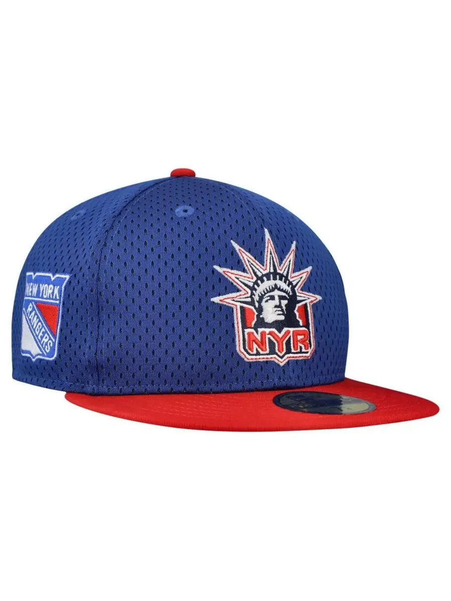 New Era Мужская двухцветная кепка New York Rangers с сетчатой верхней частью, сине-красная, модель — изображение 1 из 4