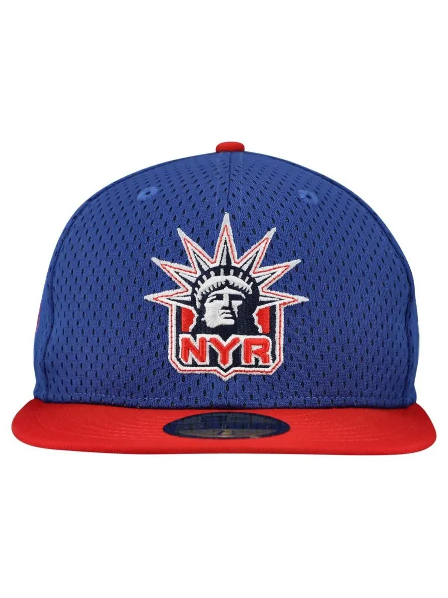 New Era Мужская двухцветная кепка New York Rangers с сетчатой верхней частью, сине-красная, модель — изображение 4 из 4