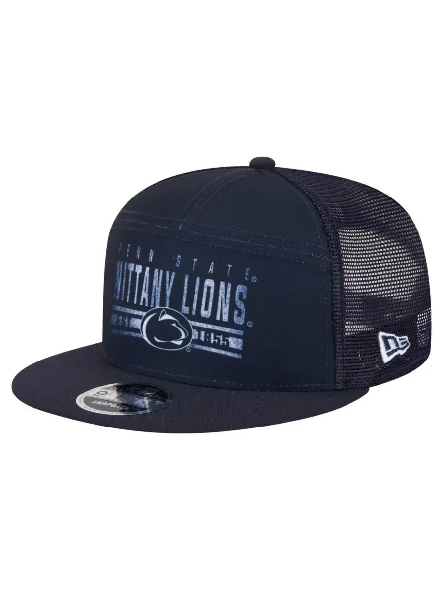 New Era Мужская темно-синяя кепка-тракер Penn State Nittany Lions Split Panel 9FIFTY Snapback — изображение 1 из 4