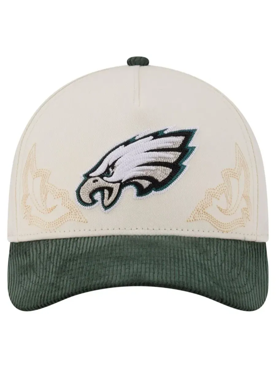 Кепка New Era Western 9FORTY A-Frame с эмблемой Philadelphia Eagles — изображение 2 из 7, кремовый зеленый