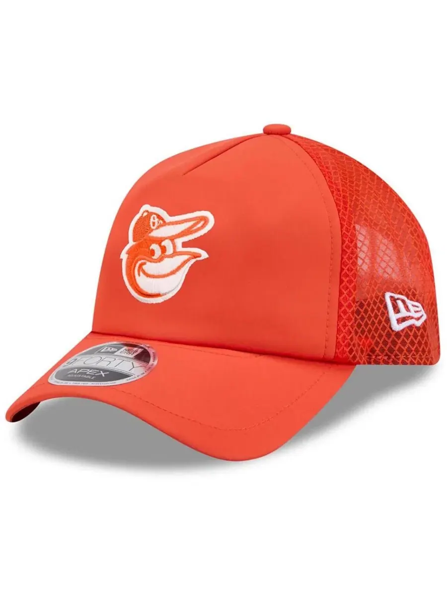 Кепка-тракер с вышитым логотипом Baltimore Orioles 2026 Batting Practice Apex 9FORTY New Era — изображение 1 из 4, оранжевый