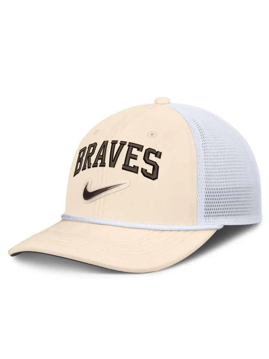 Кепка-тракер с вышивкой логотипа Nike, Atlanta Braves Rise Dri-FIT — изображение 1 из 4, натуральный белый