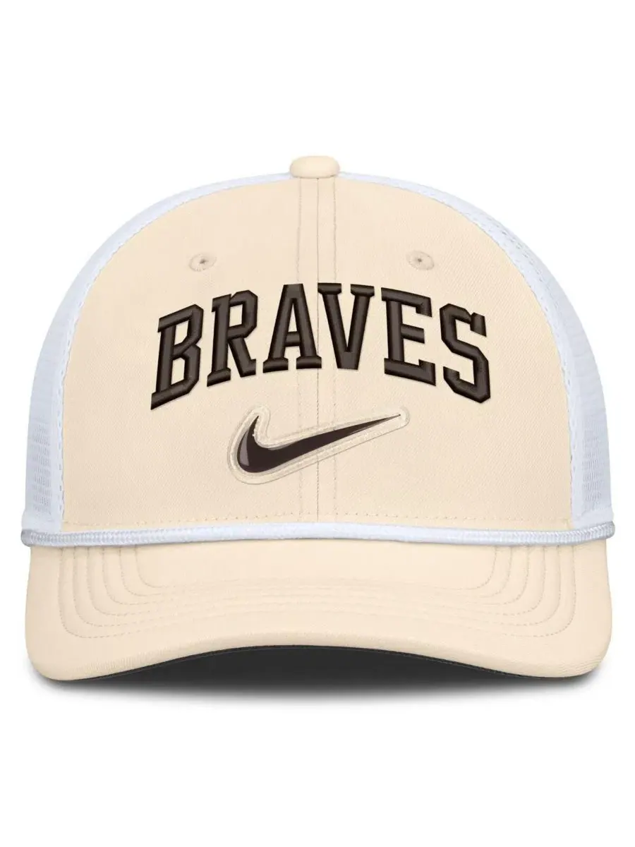 Кепка-тракер с вышивкой логотипа Nike, Atlanta Braves Rise Dri-FIT — изображение 2 из 4, натуральный белый