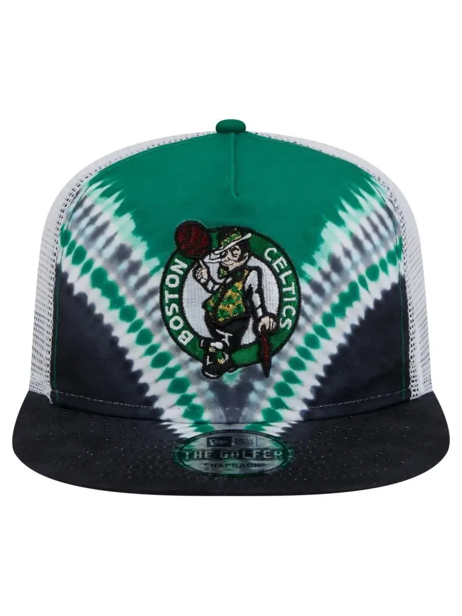 New Era Мужская бейсболка-снепбек Boston Celtics в стиле ретро — изображение 2 из 4, черный зеленый
