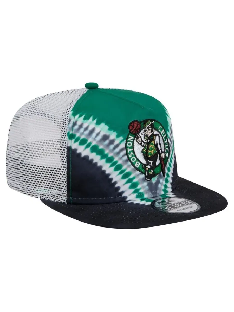 New Era Мужская бейсболка-снепбек Boston Celtics в стиле ретро — изображение 3 из 4, черный зеленый