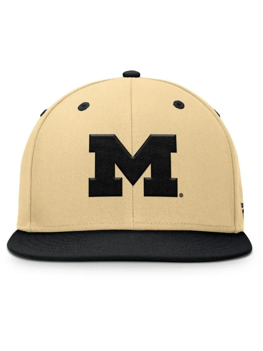 Fanatics Мужская золотисто-черная бейсболка Michigan Wolverines Balance Fitted Hat — изображение 2 из 4, хаки черный