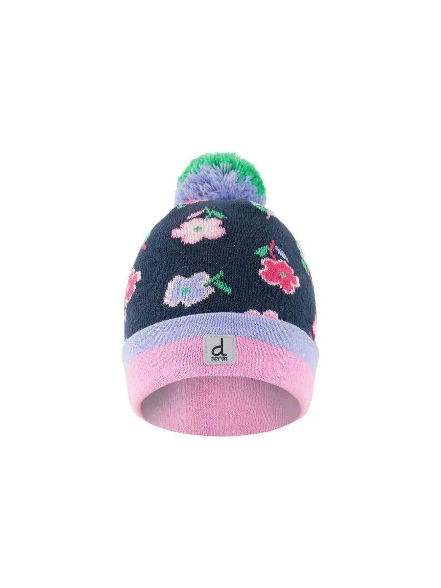 Вязаная шапка с помпоном Blue Floral Print Deux par Deux — изображение 1 из 5, синий