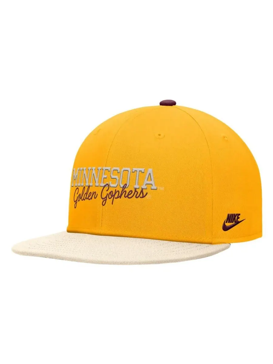 Nike Мужская золотистая бейсболка Minnesota Golden Gophers Vintage Script Pro Dri-FIT Snapback — изображение 1 из 2, золото