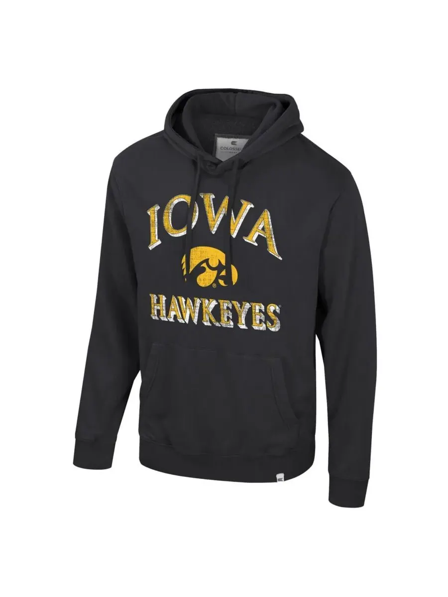 Colosseum Мужская черная кепка Iowa Hawkeyes Big Tall Cap E-Tan Pullover Hoodie — изображение 2 из 3, черный