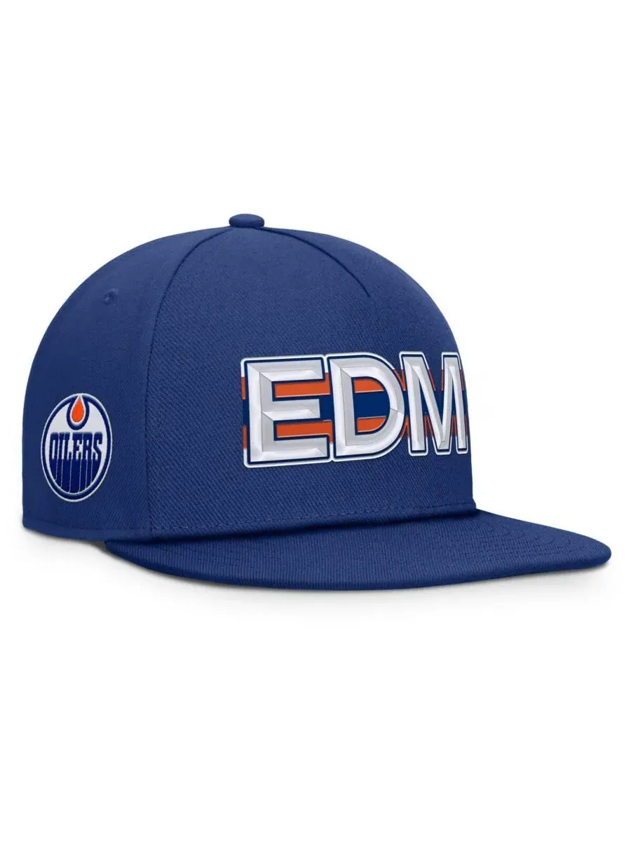 Мужская бейсболка Royal Edmonton Oilers с аутентичным командным кодом и снэпбэком Fanatics — изображение 1 из 4, синий