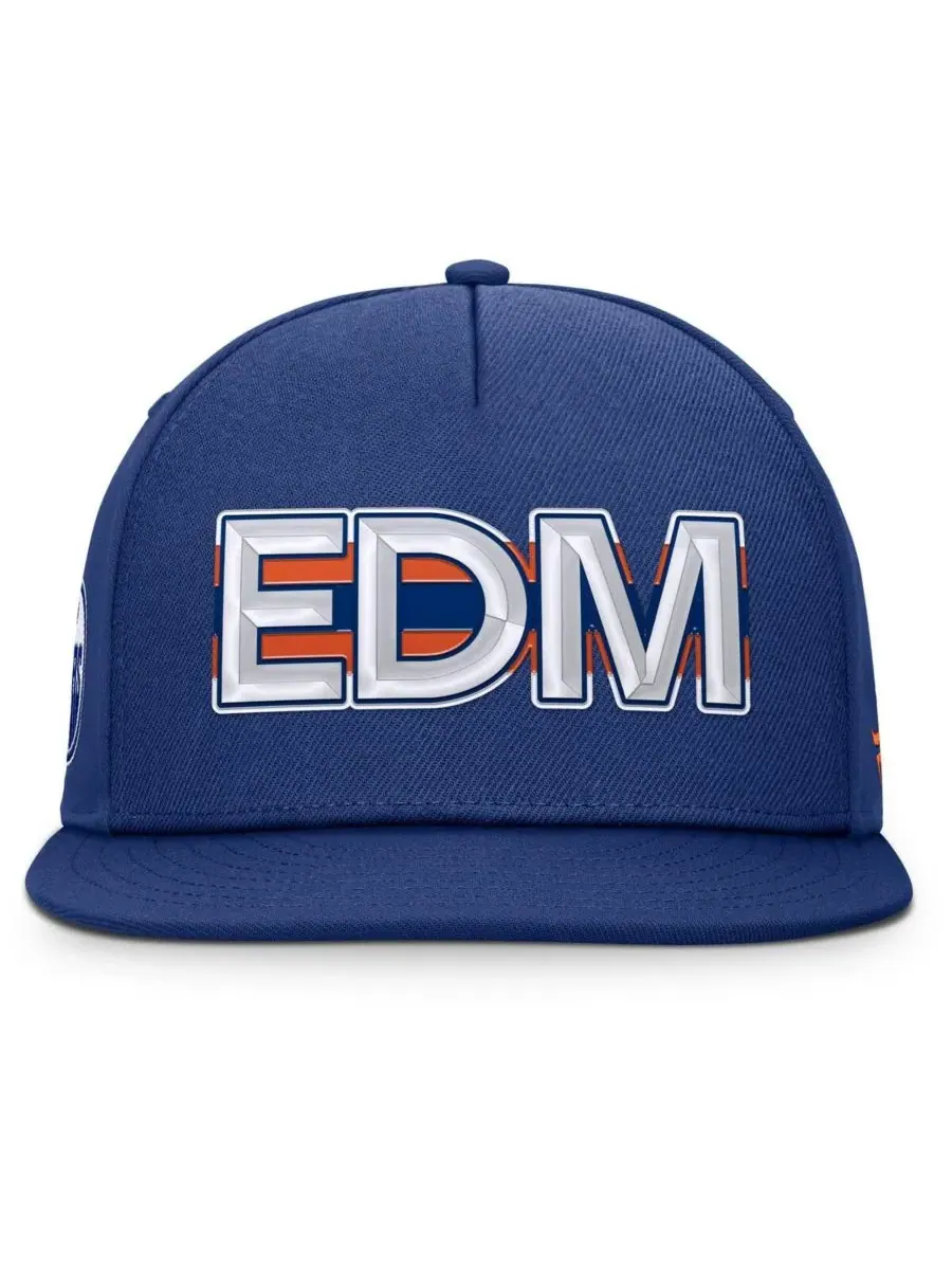 Мужская бейсболка Royal Edmonton Oilers с аутентичным командным кодом и снэпбэком Fanatics — изображение 2 из 4, синий