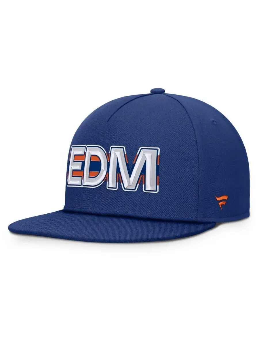 Мужская бейсболка Royal Edmonton Oilers с аутентичным командным кодом и снэпбэком Fanatics — изображение 3 из 4, синий