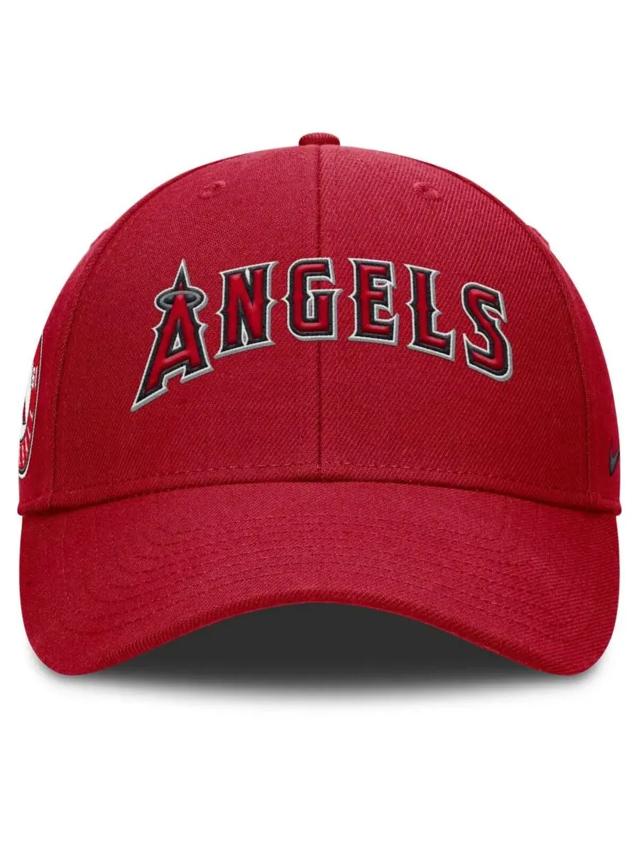 Nike Мужская красная регулируемая кепка-габардин с символикой Los Angeles Angels Rise — изображение 2 из 4, красный