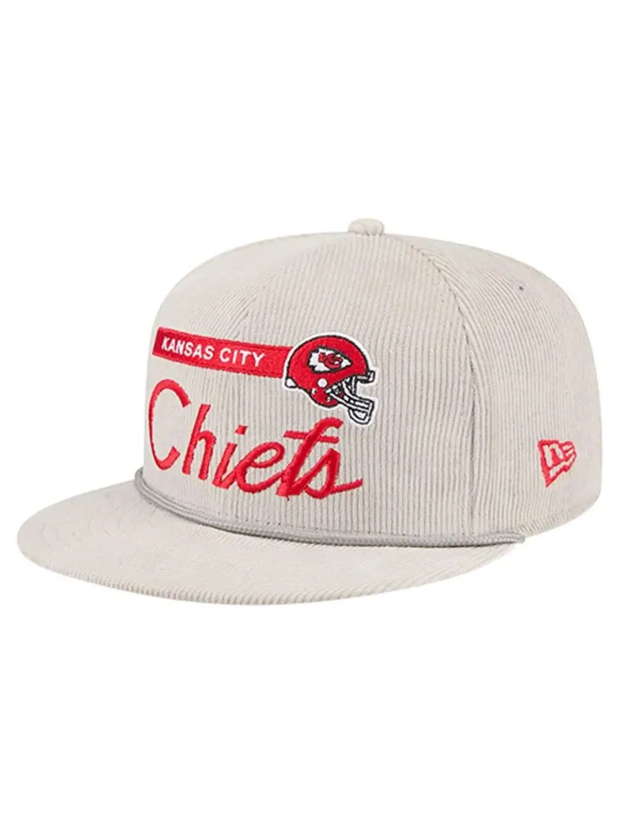 New Era Мужская серая вельветовая кепка Kansas City Chiefs 9FIFTY с регулируемой застежкой — изображение 1 из 5, серый