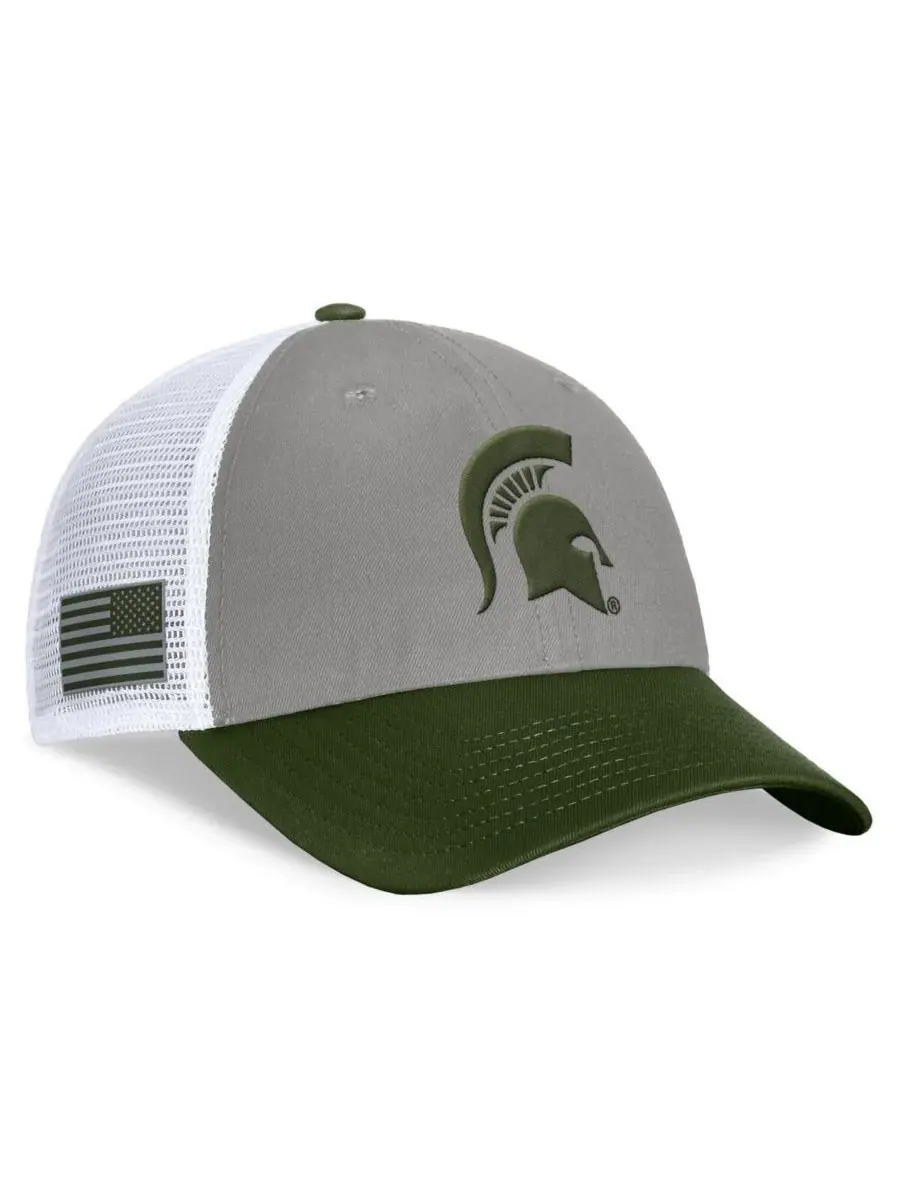 Top of the World Мужская серо-зеленая бейсболка Michigan State Spartans OHT с регулируемым размером — изображение 3 из 4