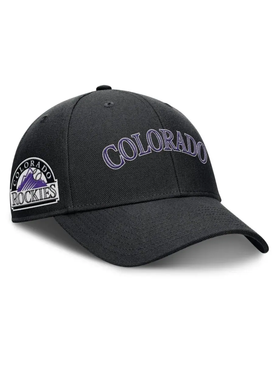 Nike Мужская черная регулируемая кепка Colorado Rockies Rise Gaberdine — изображение 1 из 4, черный