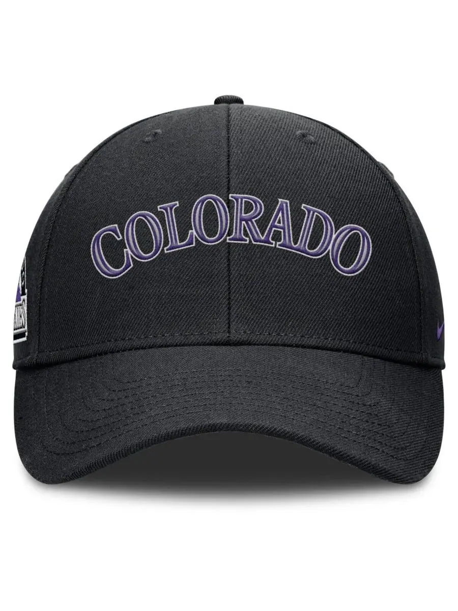 Nike Мужская черная регулируемая кепка Colorado Rockies Rise Gaberdine — изображение 3 из 4, черный