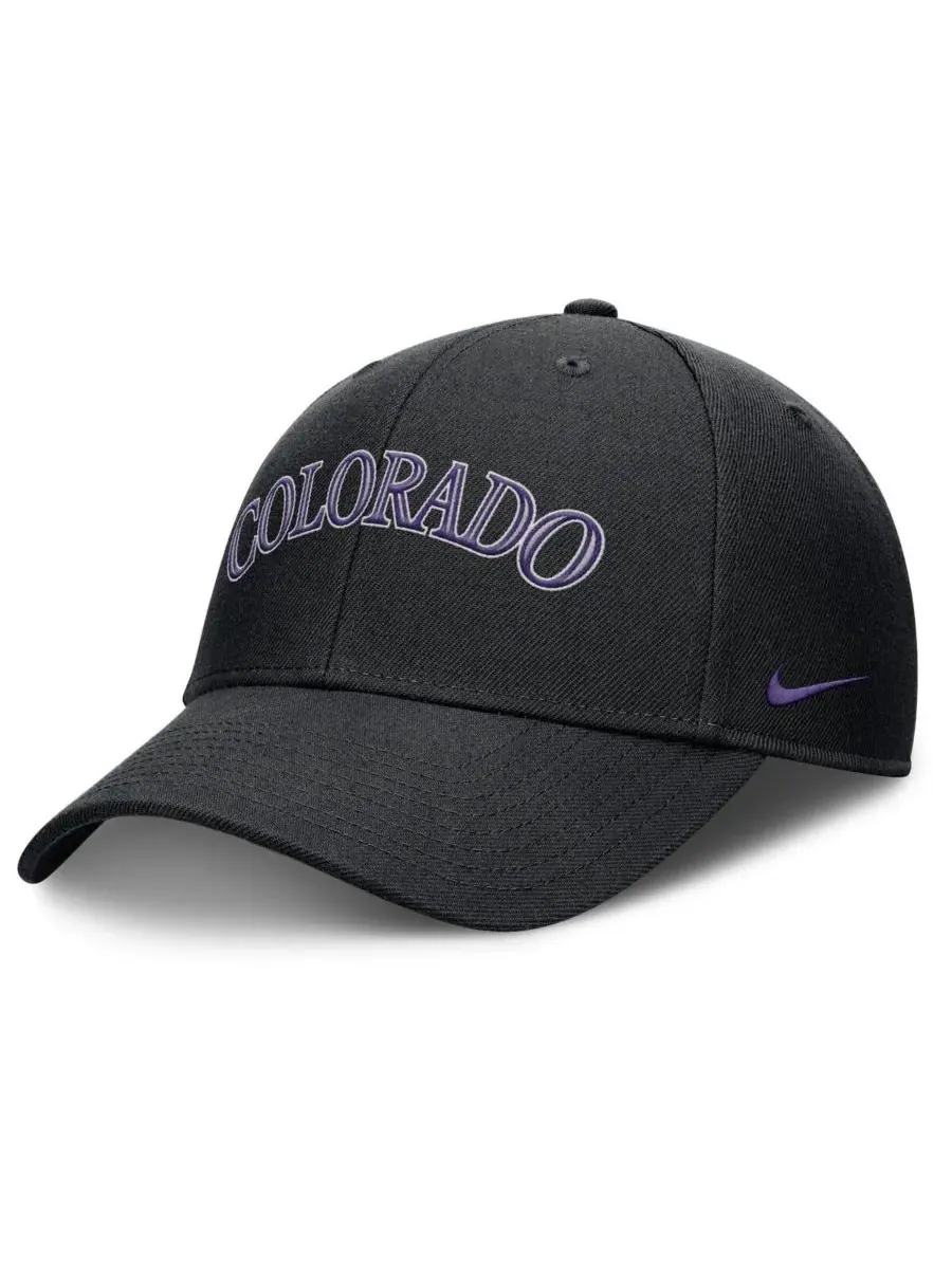 Nike Мужская черная регулируемая кепка Colorado Rockies Rise Gaberdine — изображение 4 из 4, черный