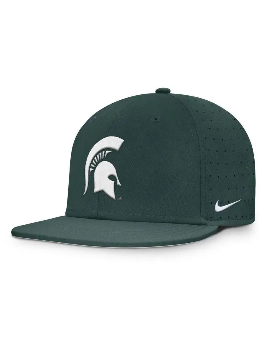 Nike Мужская зеленая бейсболка Michigan State Spartans On-Field Dugout True Performance Fitted Hat — изображение 1 из 5