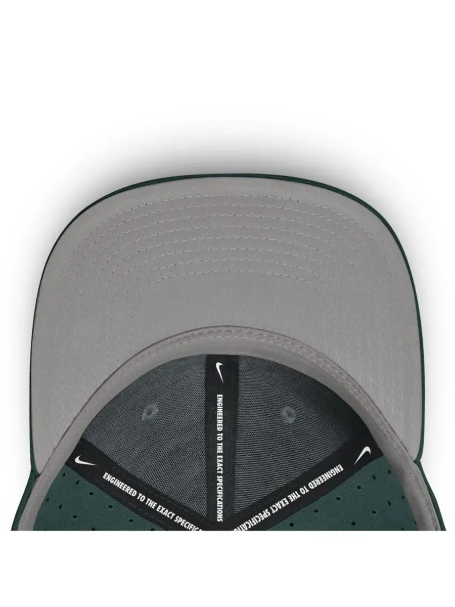 Nike Мужская зеленая бейсболка Michigan State Spartans On-Field Dugout True Performance Fitted Hat — изображение 3 из 5