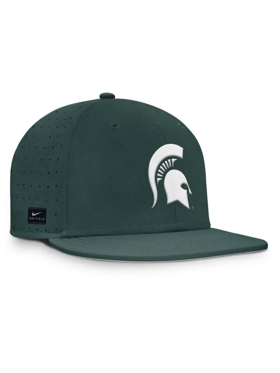 Nike Мужская зеленая бейсболка Michigan State Spartans On-Field Dugout True Performance Fitted Hat — изображение 4 из 5