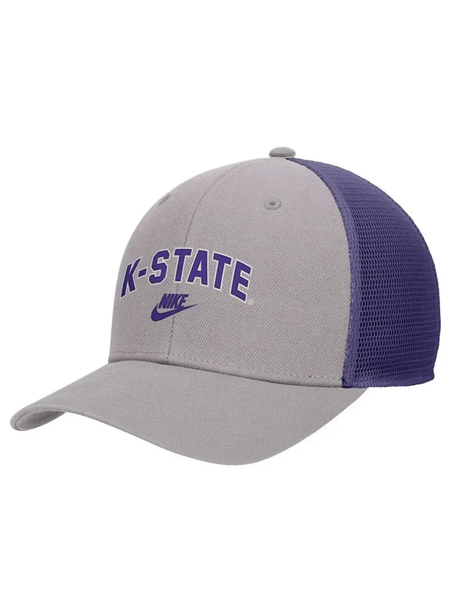 Мужская бейсболка-тракер Kansas State Wildcats Vintage Arch Rise Performance с регулируемым — изображение 1 из 2, серебристый