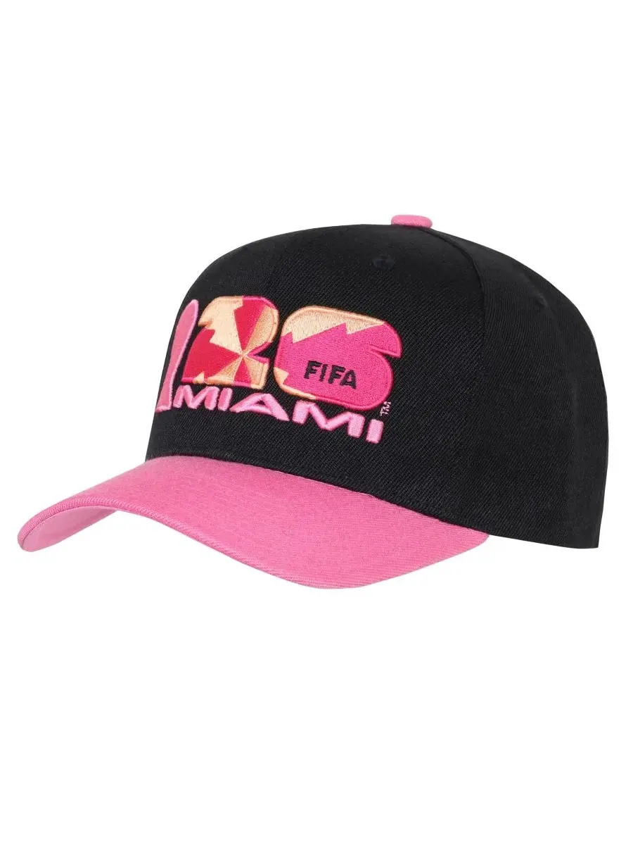 Кепка-снапбек с вышивкой FIFA World Cup 2026 Miami Host City Pro Outerstuff — изображение 1 из 3, черный розовый