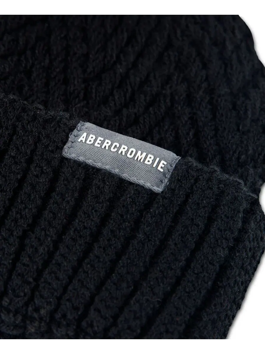 Шапка-бини с помпоном Abercrombie Kids — изображение 3 из 3, серый