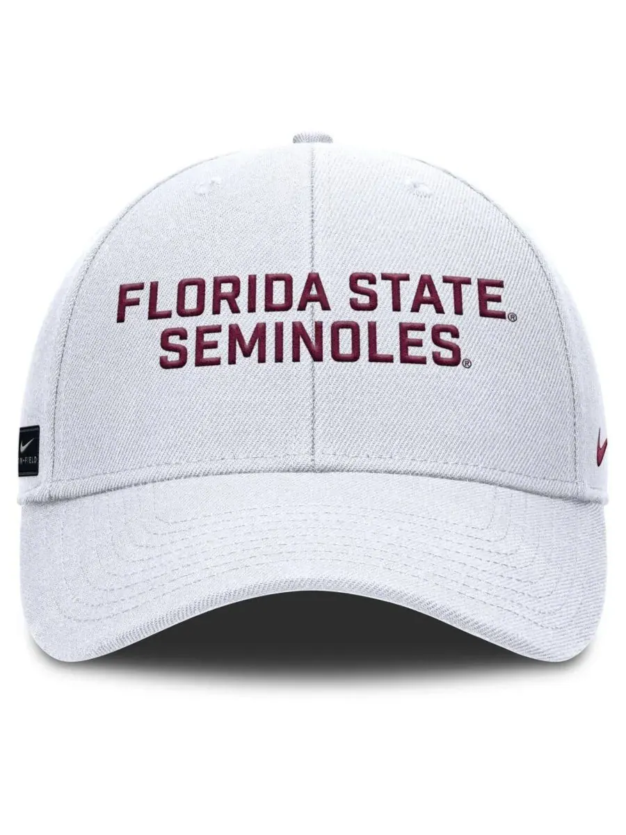 Nike Мужская белая регулируемая кепка Florida State Seminoles Rise Practice — изображение 2 из 4, белый