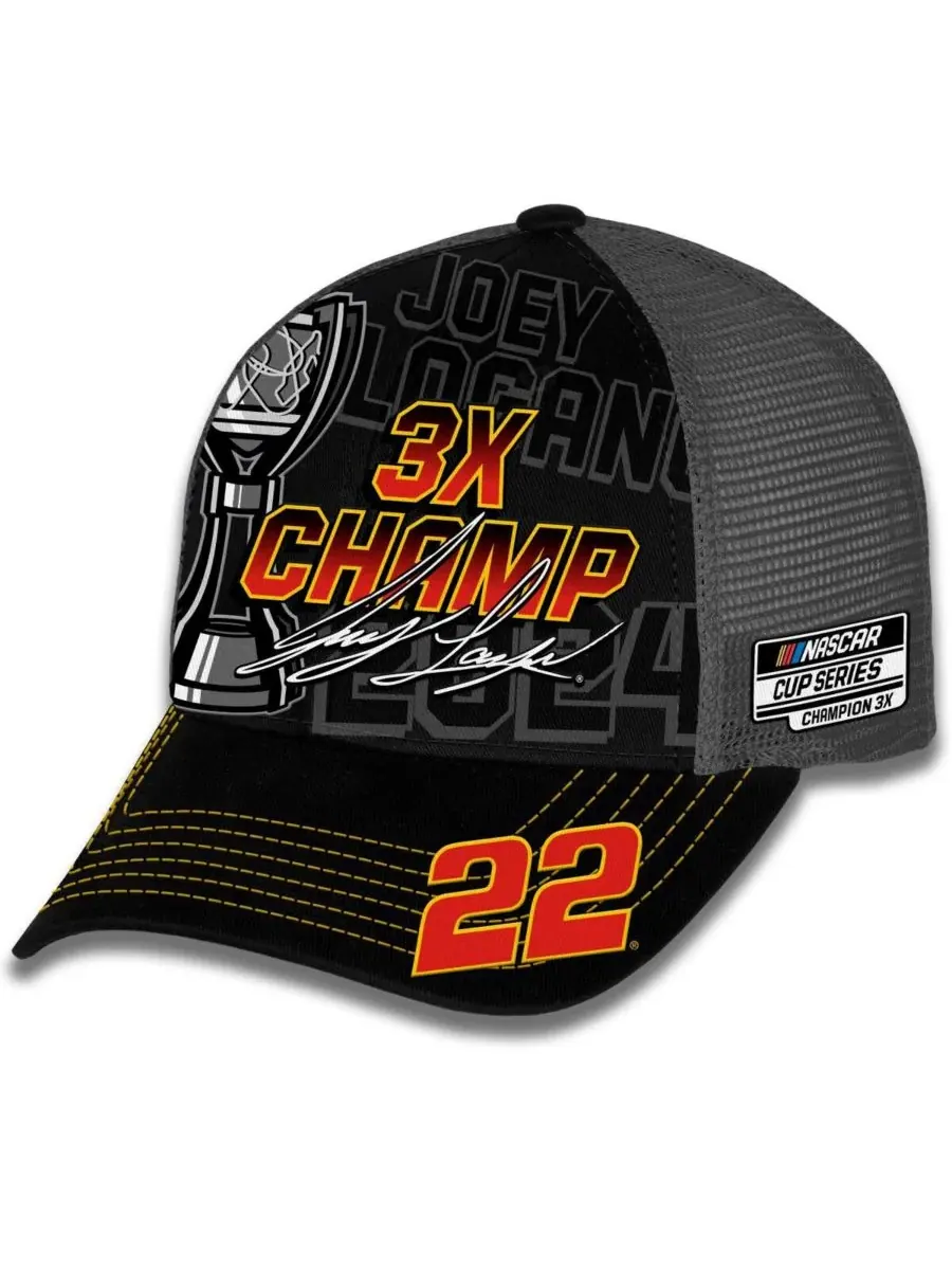Team Penske Мужская регулируемая кепка с клетчатым флагом, спортивная, черная, с изображением Джои — изображение 1 из 5