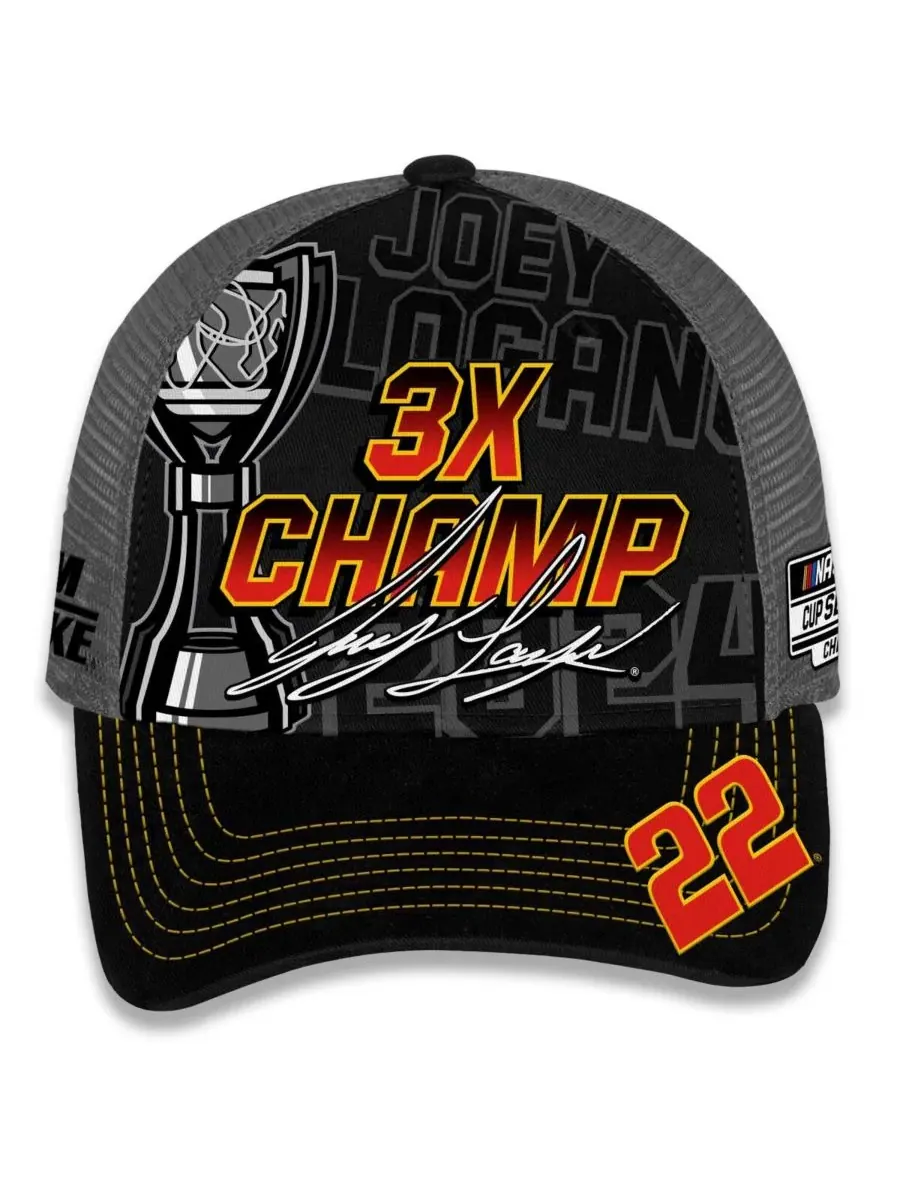 Team Penske Мужская регулируемая кепка с клетчатым флагом, спортивная, черная, с изображением Джои — изображение 5 из 5