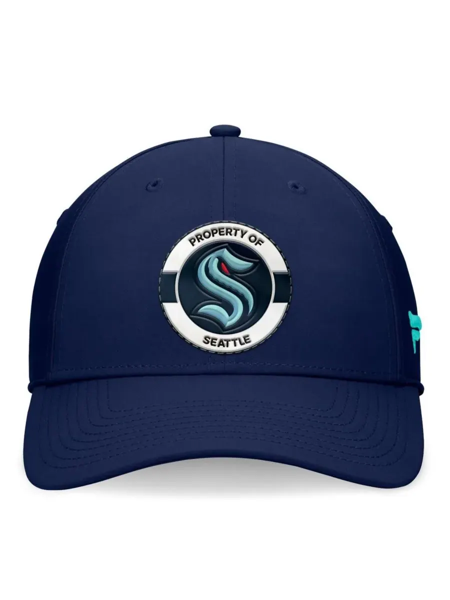 Fanatics Мужская кепка Seattle Kraken Authentic Pro Training Camp Flex Hat глубокого синего цвета — изображение 2 из 4