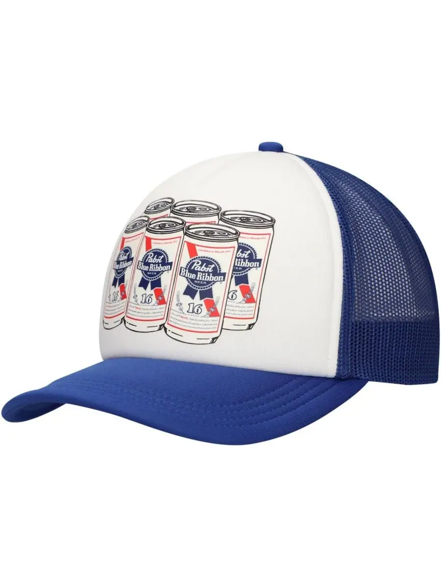 Lids Мужская белая кепка-тракер с регулируемым размером и синей лентой Pabst