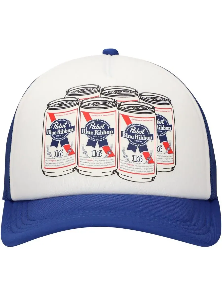 Lids Мужская белая кепка-тракер с регулируемым размером и синей лентой Pabst — изображение 3 из 4, белый синий