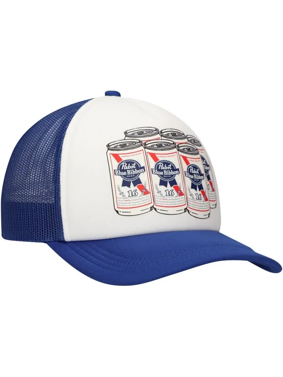 Lids Мужская белая кепка-тракер с регулируемым размером и синей лентой Pabst — изображение 4 из 4, белый синий