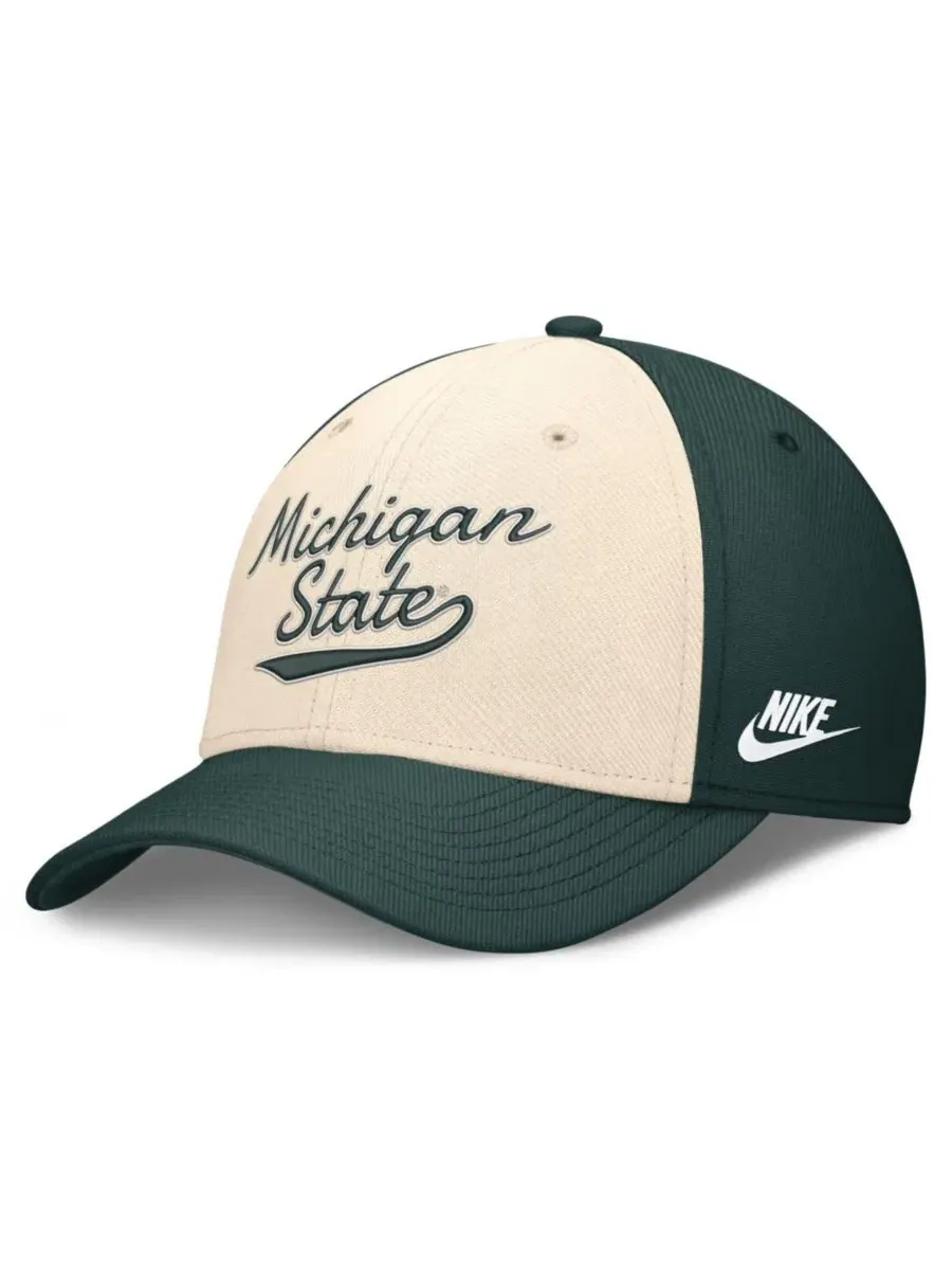 Кепка Legacy Swooshflex Dri-FIT Michigan State Spartans Nike — изображение 1 из 4, натуральный зеленый