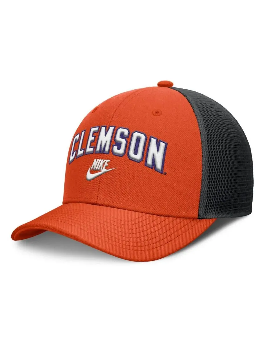 Nike Мужская регулируемая кепка-тракер Clemson Tigers Legacy Arch Rise Performance оранжево-черного — изображение 1 из 4