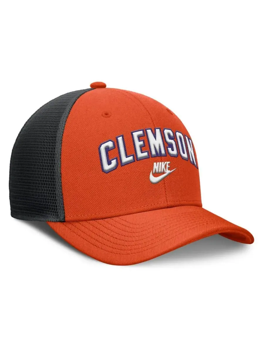 Nike Мужская регулируемая кепка-тракер Clemson Tigers Legacy Arch Rise Performance оранжево-черного — изображение 3 из 4