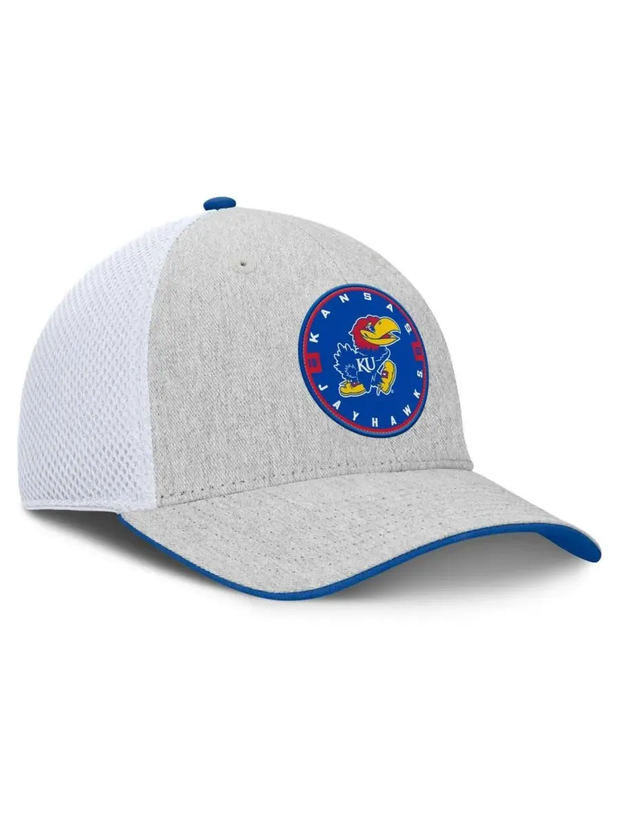 Fanatics Мужская бейсболка Kansas Jayhawks Trigger Flex серо-белого цвета — изображение 2 из 4, серый белый