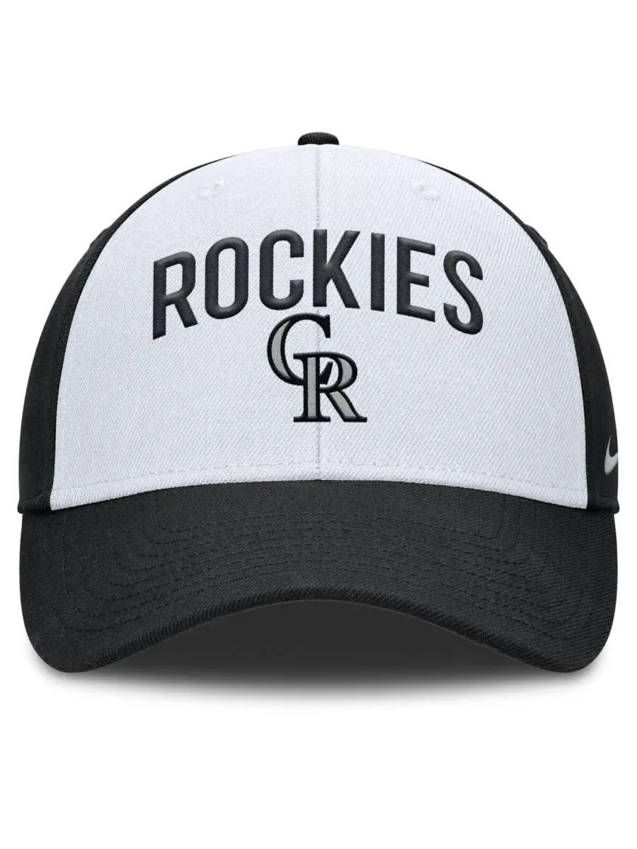 Nike Мужская белая/черная регулируемая бейсболка Colorado Rockies Club Performance — изображение 2 из 4, белый черный