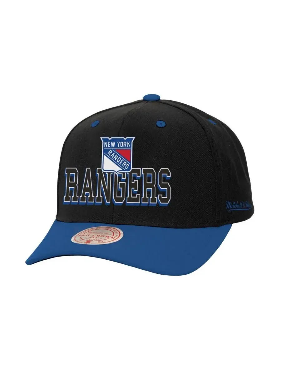 Mitchell & Ness Мужская кепка New York Rangers, черно-синяя, с двухцветной регулируемой застежкой и — изображение 1 из 2