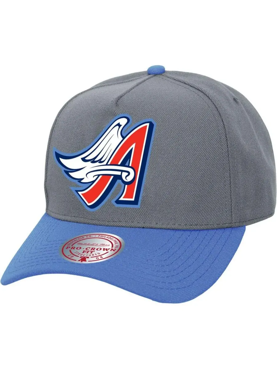 Mitchell & Ness Мужская и женская серая регулируемая бейсболка Los Angeles Angels Basic Coop Pro — изображение 1 из 2, серый