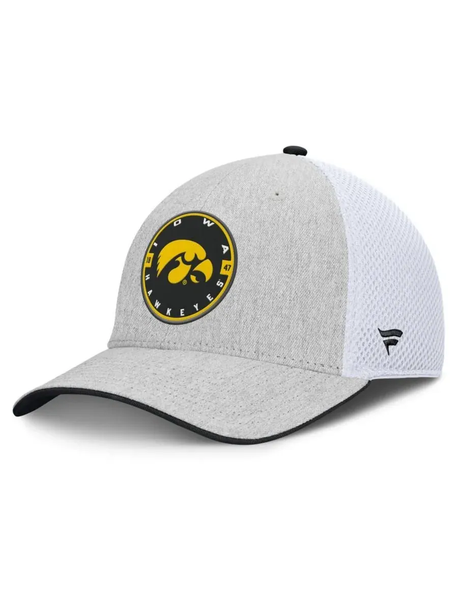 Fanatics Мужская кепка Trigger Flex цвета светло-серый/белый с символикой команды Iowa Hawkeyes — изображение 1 из 3