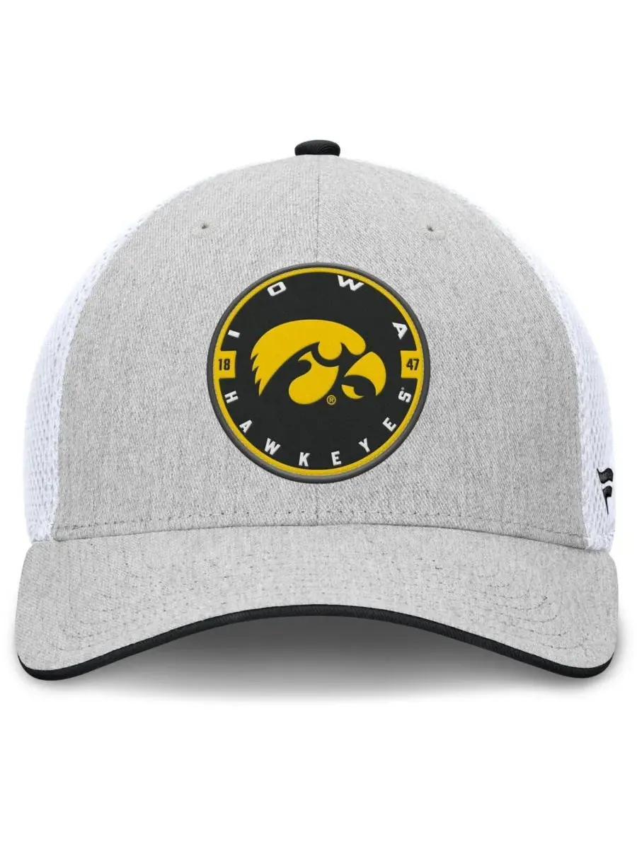 Fanatics Мужская кепка Trigger Flex цвета светло-серый/белый с символикой команды Iowa Hawkeyes — изображение 2 из 3