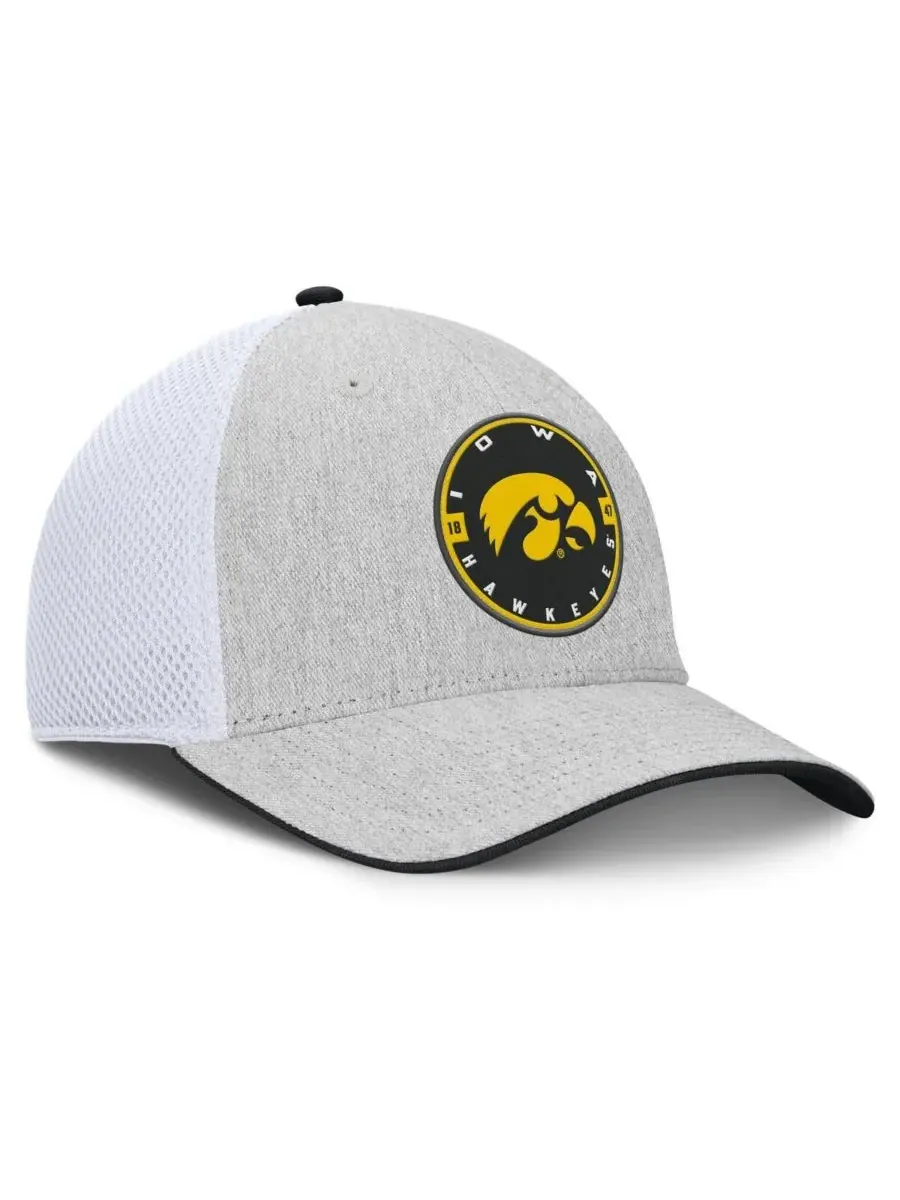 Fanatics Мужская кепка Trigger Flex цвета светло-серый/белый с символикой команды Iowa Hawkeyes — изображение 3 из 3