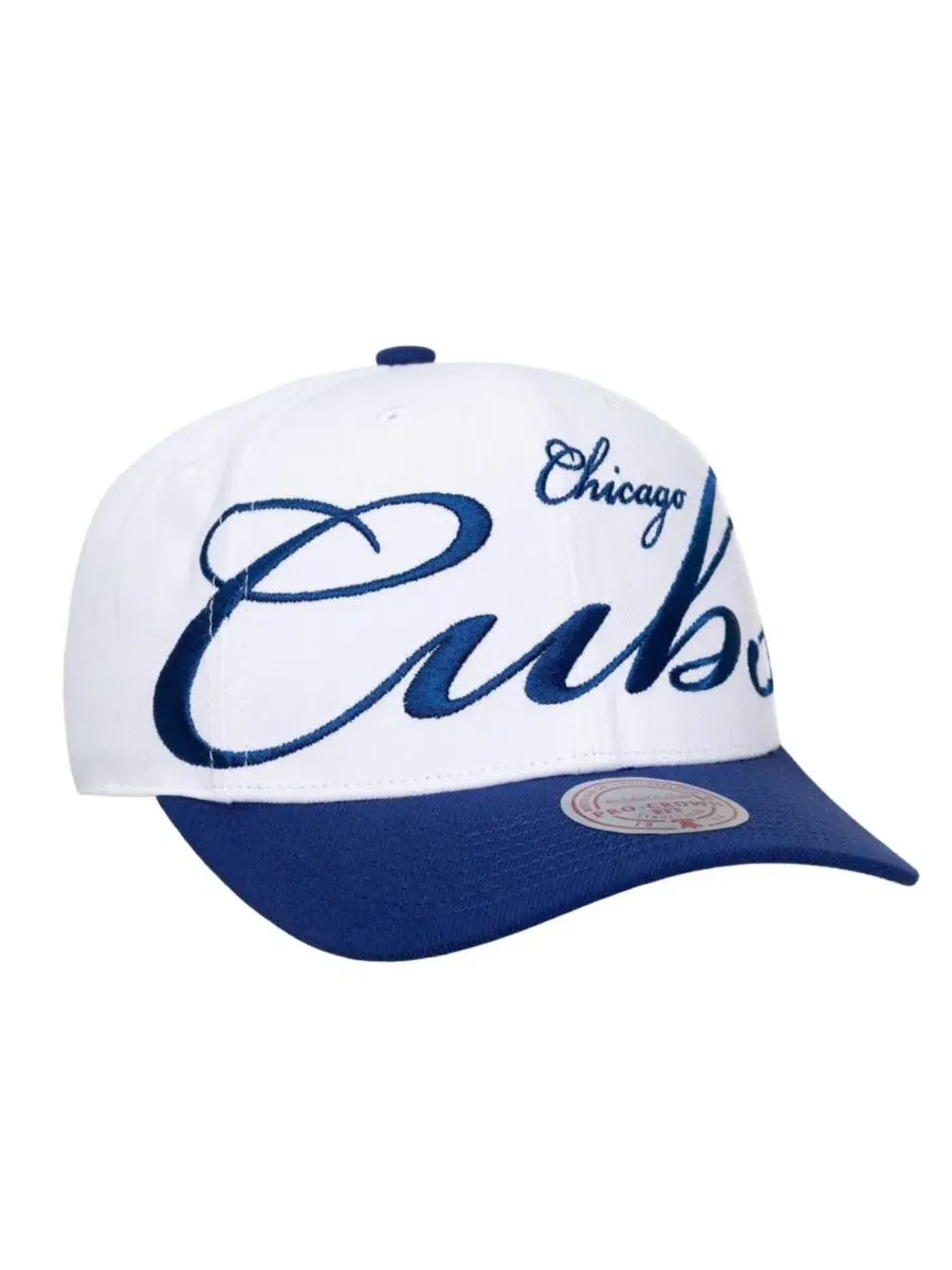 Бейсболка Chicago Cubs с вышивкой XL Script Pro Crown Mitchell & Ness — изображение 1 из 5, белый